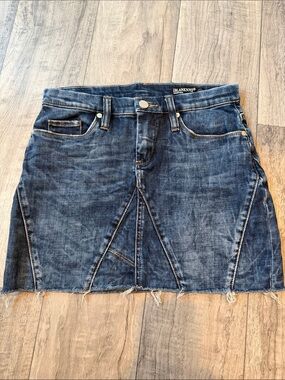 Blank NYC Blue Distressed Denim Mini Skirt
